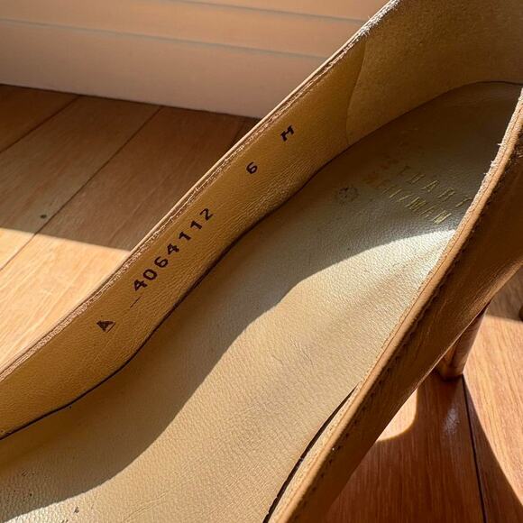 Stuart Weitzman Tan Leather Peep Toe Pumps - Picture 5 of 10